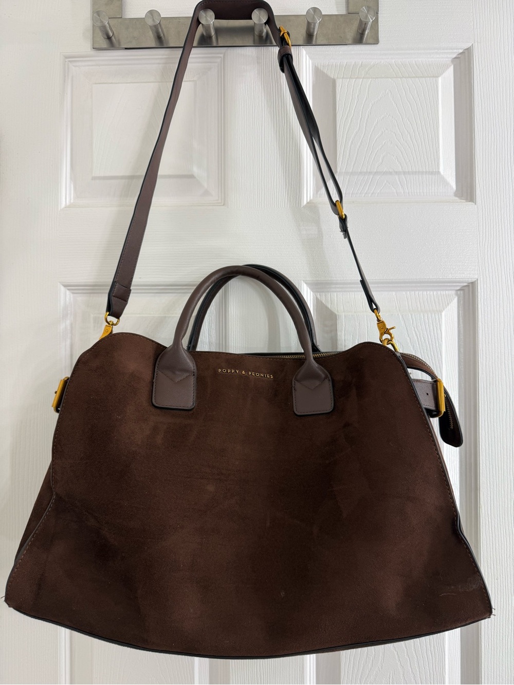Poppy & Peonies Uptown Tote Suede Espresso